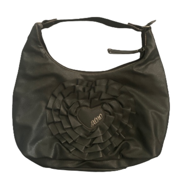 • XOXO Vintage Faux Leather Ruffle Heart Hobo Bag • - Picture 1 of 6
